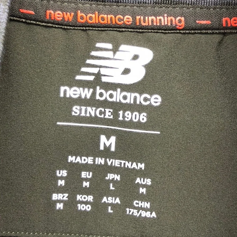 New Balance Running Pullover Mens Medium Olive Green 1/4 Zip Outdoor Thumbhole - Picture 5 of 12